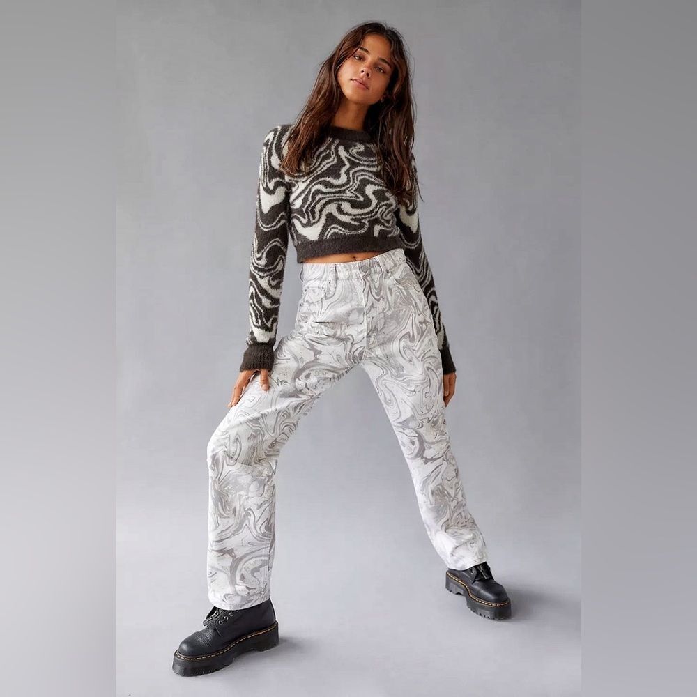 Urban Outfitters BDG High Rise Baggy Jeans Marble Swirl 28